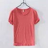 Summer Pure Slub Cotton T-shirt For Men O-Neck Solid Color Casual Thin T Shirt Basic Tees Male Short Sleeve Tops Clothing Y220606