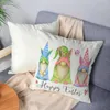 Pillow Case Easter Decoration Cushion Cover 18x18 Inches Home Decorative Linen Pillow Carrot Bunny Eggs Printed Pillowcase 220623