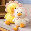 Pc Cm Beautiful Fuzzy Duck Cuddles Cartoon Farcito Morbido con fiori Cuscino peluche Kawaii Room Decor Sussen Dolls J220704