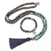 Pendant Necklaces 8mm Natural Tiger Eye Bronzite 108 Mala Beaded Necklace Yoga Prayer Rosary For Men Women Japamala JewelryPendan