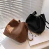 Borsa da donna di lusso con pochette da sera Borsa a tracolla piccola marrone Borsa a secchiello da donna elegante con tracolla per ragazze