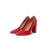 Dress Shoes Sexy Genuine Leather Women Pumps Metal Pointed Toe High Heels Woman Office Ladies Wedding Mujer 220318