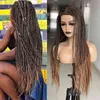 Cosplay flätning hår peruk 26 tum flätade peruker för svarta kvinnor ombre syntetiska barider långa låda 220622