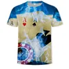 Playing cards 3D printing men s and women s fashion T shirt poker street clothing loose comfortable fabric O ne 220623