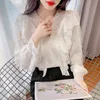 Женские блузкие рубашки Осенние корейская сладкая свободная одежда шнурок с рюша