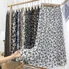 Croysier mode élégant Vintage imprimé léopard jupe plissée élastique taille haute longue s pour les femmes été en mousseline de soie Midi 220322