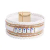 Bracelets porte-bonheur mode Bracelet dames bohème multicouche Wrap cuir tressé couleur cristal fille gros bracelets pour femmesCharme