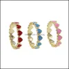 Band Rings Cute Lovely Enamel Heart Ring Gold Filled Pink Blue Red Colorf Bands Women Lady Fashion Finger Drop D Bdesybag Dhndo