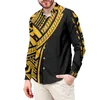 Herenjurk shirts nieuwste trouwfeest oversized shirt met lange mouwen mannen polynesië samoan tribal tattoo print knop omhoog menmen's