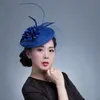 Women Chic Fascinator Hat Cocktail Wedding Party Church Headpiece kentucky Headwear Feather Hair Accessories Sinamay Fascinators 220805