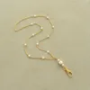 Chains Gold Chain Imitation White Pearl Necklace ID Badge Holder Keychain Lanyard Coworker GiftChains