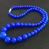 Chaînes Pierre naturelle Style de mode 6-14mm bleu calcédoine Jades perles rondes collier pour femmes chaîne tour de cou bijoux 18 pouces GE4032Chains Godl