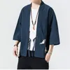 Herrjackor herr kimono mantel fritid cardigan harajuku outwear haori japansk tunn kappa traditionella kläder lös tang kostym