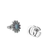2023 Designer New Fashion Jewelry Dubbel Ancient Inlaid med Blue Topaz Stone Flower Asymmetric Earrings Women's Chrysanthemum Daisy