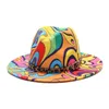 Chapéus largos da borda 2022 Fedora colorida para mulheres lã plana de lã Felta jazz leopardo Men gótico chapéu de casamento de topo