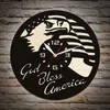 Wall Clocks Bald Eagle God Bless America Clock Living Room Decor Watch USA Flag Haliaeetus Leucocephalus Silent Non-ticking ClockWall Clocks