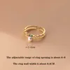 Pierścienie klastra Wantme 925 Sterling Silver Prosta moda Koreańska podwójna zielona CZ CZ Otwarty palcem Pierścień dla kobiet Rock Hip Hop Fine Jewelry