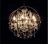 Rustic Orb Chandelier farmhouse kitchen Island led bar light crystal chandelier loft Retro Black Round Lamp