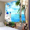 Beach Tapestry Seaside Landscape Background Wall Hanging 3d Digital Printing Living Room Bedroom Decoration Large Blanket J220804