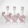 9 pulgadas de vidrio rosa Bong en forma de corazón tazón de vidrio Hookah Shisha Beaker Dab Rig Fumar Pipa de agua Filtro Bubbler