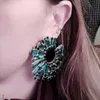 Stud Lüks Yuvarlak Büyük Küpeler Kadınlar için Kız Trendi Kulak Aksesuarları Boho Renkli Geometrik Rhinestone Brincos Vintage Jewelrystud Kirs22