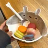 Ceramic Cute Chinchilla Creative Cartoon Stereo Big Ear Noodle Bowl Salad Breakfast 220408