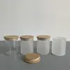 Sublimations-Kerzenhalter aus Glas, 9 Unzen, mattierter klarer Kerzenständer, leeres Hitzepress-Kerzenglas mit Bambusdeckel