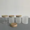 Sublimation Glass Candle Holders 9oz Frosted Clear Candlestick Blank Heat Press Candle Jar with Bamboo Lid