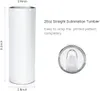 Almacén de EE. UU. 50 piezas / caja Botella de agua de sublimación Vasos 20 oz Taza recta cónica blanca en blanco con tapa Paja 20 oz Taza de vacío de acero inoxidable 0516