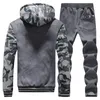 Men's Tracksuits Tracksuit Winter Two Pieces Sets Fleece Thick Hooded Zipper Jacket Pants Warm 2 PCS Sporting Suit Sportswears M-4XL Casual