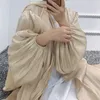 Eid Djellaba Moda donna lucido Hijab maniche a sbuffo in raso Dubai Turchia abito musulmano Islam Abaya 220714