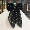 6st Polka Dot Print Big Bows Hair Clips Barrettes Bow Knutt Lång band Chiffon Hairpin For Women Girls Hair Accessories Hårband