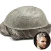 Indian Men Toupee Remy Human Hair Pieces V Loop 0.04-0.05mm Skin PU Base Prosthesis Male Wig Hair Replacement System