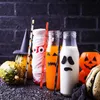 New Disposable biodegradable paper straw bar & Restaurant Halloween party decoration Ghost Jack-o-lantern 25 into the bag Pumpkin Party Event Supplies