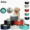 64 once Ciotole per cani Bicchieri per alimenti per animali domestici a doppia parete in acciaio inossidabile Forniture per animali domestici Tazze FY5356 ss1215