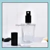 Bouteilles d'emballage Office School Business Industrial 50Ml Square Per Empty Bottle Clear Glass Spray- Dh2Gr