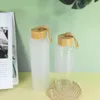 500ml süblimasyon Bambu kapak ve saman düz cam kupalar ile temiz buzlu cam su şişeleri yaz içme bardakları c0518209