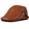 Bérets de haute qualité en cuir véritable chapeau hommes automne hiver béret casquette artiste peintre mâle Ivy Sboy casquette plateBérets Wend22