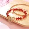 Women Jewelry Natural Stone Red Rubys Jades 6mm Round Beads Beaded Bracelets Bangle Elastic Pulsera Chain 7.5inch Y983 Link