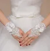 신부 장갑 모조 다이아몬드 레이스 짧은 신부 장갑 결혼식 손가락없는 흰 아이보리 장갑