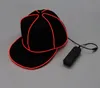 Przenośny El Wire Wasball Cap Zwykły LED Light Hip Hop Hat świecące w ciemnym Snapback na dekoracji imprez SN4958