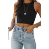 Kadın Camisole Sleeless Yuvarlak Yuvarlak Tank Düz Katı T-Shirt Üstler Tees Strap küçük yelek seksi moda kırpılmış üstler blusa rahat bluzlar