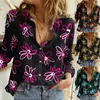 Women's T-Shirt Casual Long Sleeve Print Loose Shirts Women Plus Size Cotton And Linen Blouses Tops Vintage Button Streetwear Tunic TeesWome