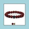 Beaded Strands Bracelets Jewelry 6Colors Colourf Black Lava Stone Bracelet Diy Aromaterapia Aceite Esencial Difusor Para Mujeres Drop Delivery