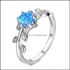 Ringos de cluster jóias 5 PCs lote mãe presente fl azul blue opal gems 925 SERLING SIER para mulheres anel Russia American Weddings Drop Delivery 2