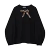 Kvinnors hoodies tröjor koreanskt mode 2022 Autumn Solid Sweatshirt Kvinnor Långärmar Basic Baggy Casual Tops Treeater Bow Elegant Clo