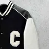 Sokak Giyim Erkek Beyzbol Ceket Bahar Mektubu C Nakış Patchwork Pu Deri Kollu Kadın Gündelik Ceket UNISEX GİYİM T220728