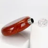 Stainless Steel Diamond Hip Flask Wood Grain Round Portable Ladies Mini Wine Bottle With Rhinestone Lid SN4284