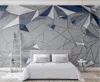 Customized wallpaper 3D mural 3d stereo blue geometric polygon stitching cloth pattern TV background wall