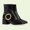 2022 new Blondie women's ankle boots women shoes tp fashion zip 22ss Round Interlocking detail Mid-heel 5.5cm 34-42CM